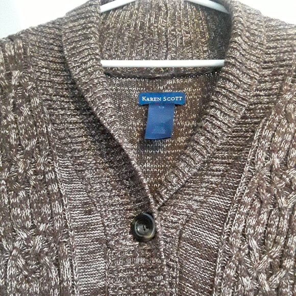 Marled brown Karent Scott cardigan sweater - Picture 3 of 5